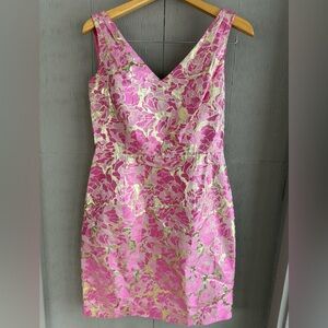 Lilly Pulitzer Pink and Gold Kiki Pirate’s Bootyniere Style 87327 Dress